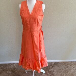 Talbots Coral Wrap-Style Midi Dress